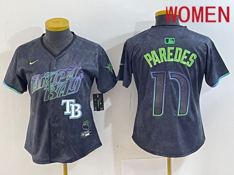 Women Tampa Bay Rays 17 Paredes Black City Edition Nike 2024 MLB Jersey style 4